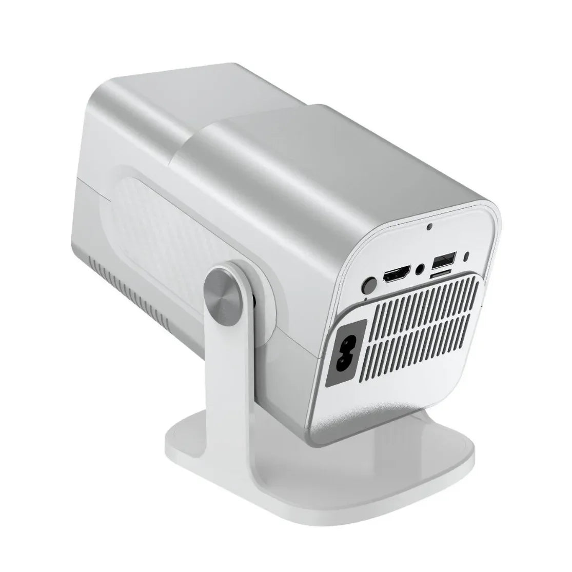 White electronic device with ports on a white background